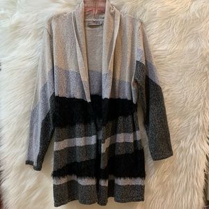 La Madona Open front Cardigan Multicolored grey, black and blue Large